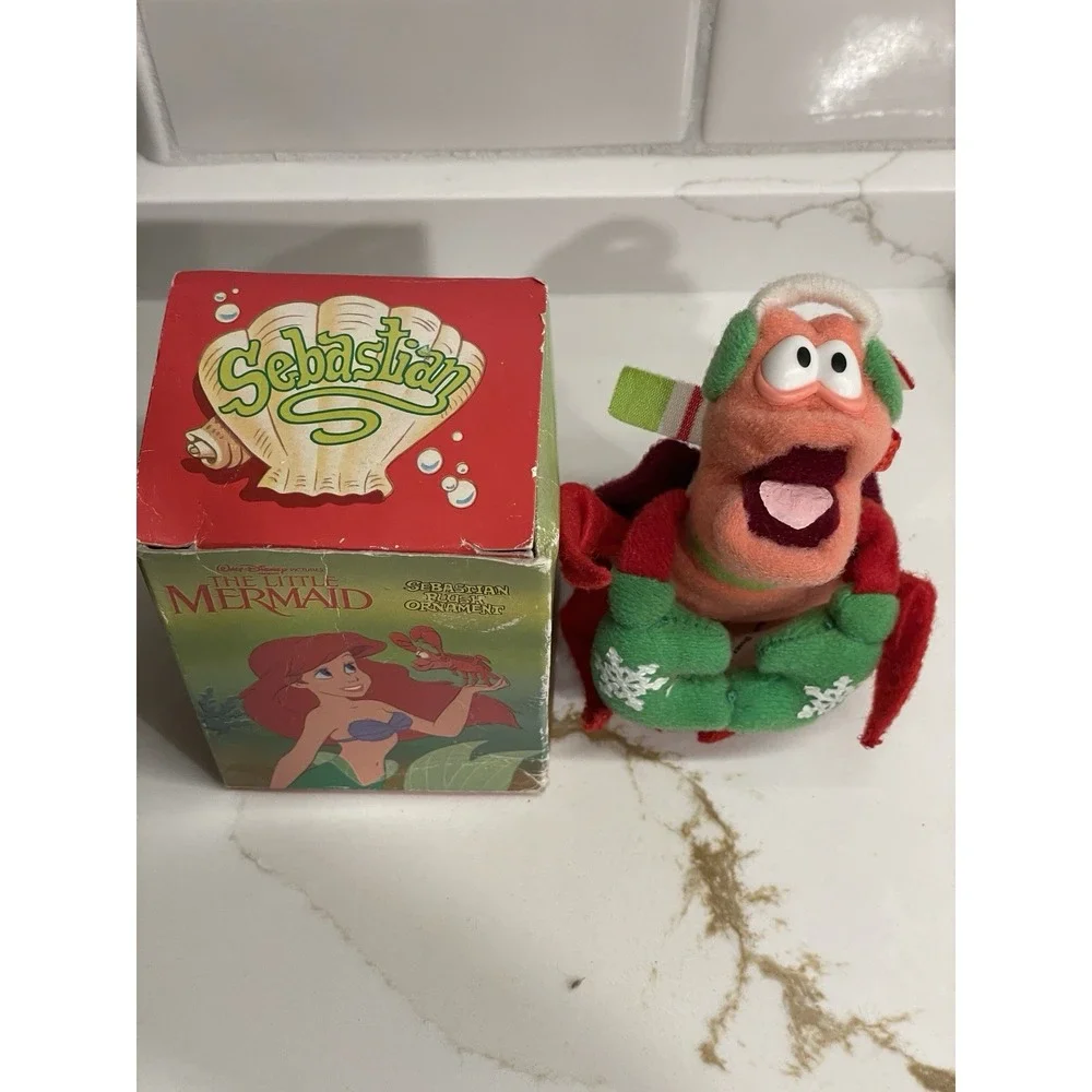 Vtg‎ Disney Little Mermaid Plush Sebastian Ornament Box 1989 McDonalds Holiday